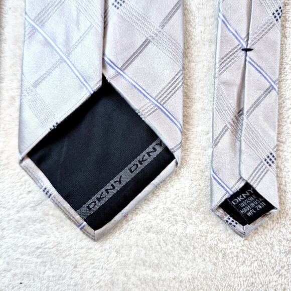 Lot of 2 DKNY Donna Karan Designer Striped Blue & Gray 100% Silk Neckties - Picture 13 of 14